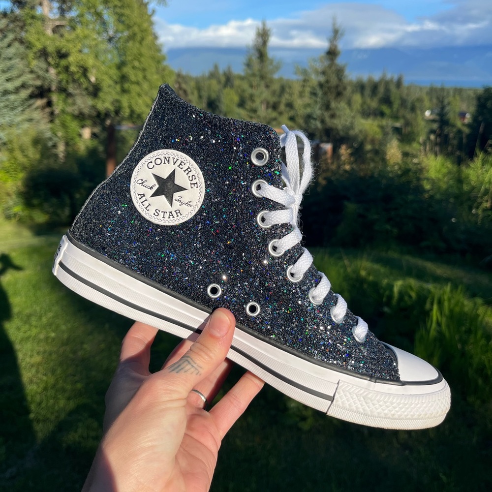 Converse chuck taylor all star custom glitter by you high top sneaker worn once!
